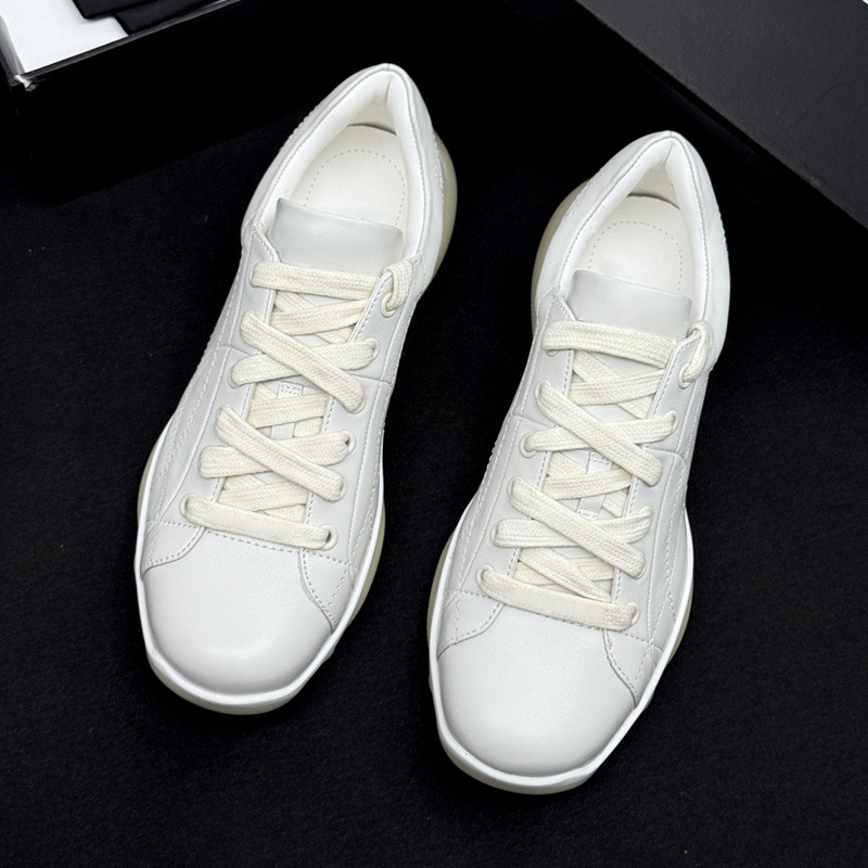 Go Against the Grain! Personalized Genuine Leather Sneakers Inverted Triangle Logo Autumn and Winter New White Shoes Business Moral Training Shoes for Women Go Against the Grain! Personalized Genuine Leather Sneakers Inverted Triangle Logo Autumn and Winter New White Shoes Business Moral Training Shoes for Women