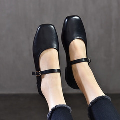 復古瑪麗珍單鞋女春款 新款仙女風百搭一字帶淺口女鞋低跟方頭