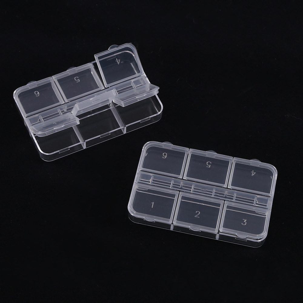 Trendy simple tira larga de plástico transparente caja de empaque decorada doble fila desmontable decoración uñas diamante caja de almacenamiento de medicamentos