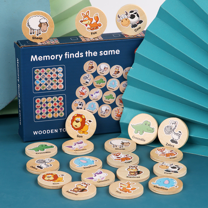 New Memory to Find the Same Game Early Childhood Education Educational Cartoon Thinking Chess Focus Training Wooden Toys
