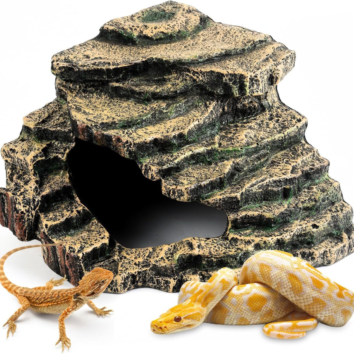 Adornos de acuarios de fábrica, tortugas de resina, suministros de tortuga trepadora, terrazas grandes, cuevas escalonadas, casas de refugio de reptiles