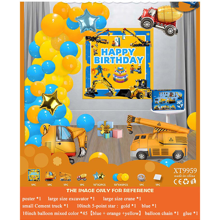 Fiesta de cumpleaños redonda escena diseño decorativo globo traje de juguete para niños globo de aluminio letras y números