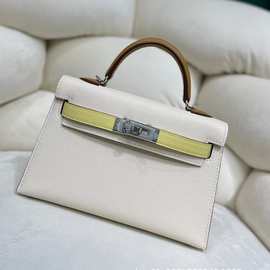 纯手工蜡线凯莉包mini2024新款凯莉包拼色进口牛皮铂金包单肩手提