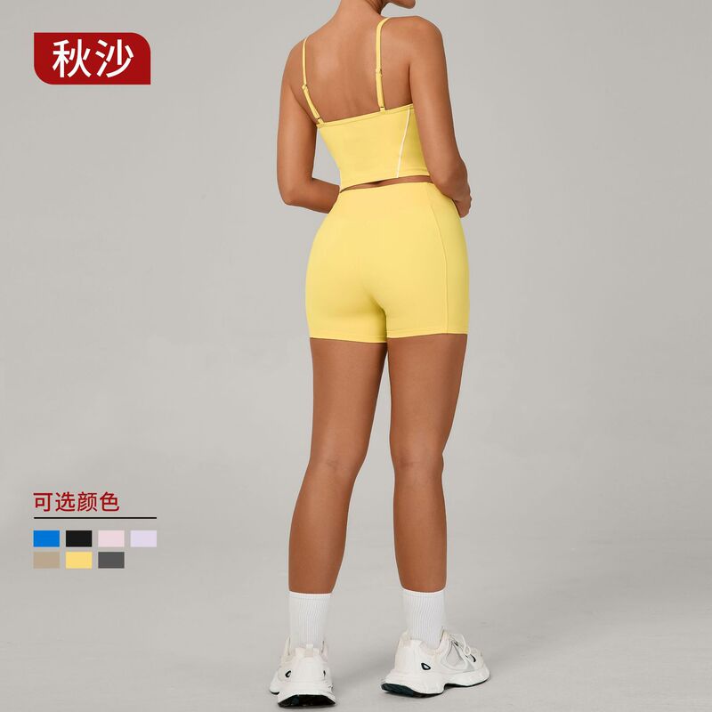 欧美裸感紧身美背瑜伽服套装收腹提臀户外跑步运动套装1658+2234|undefined