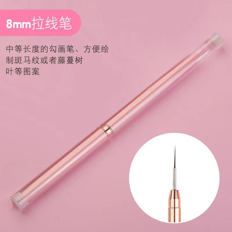 Pluma de uñas transfronteriza traje de pincel de dibujo varilla de metal con tapa pluma de dibujo ultrafino pluma de pintura suministro directo de fábrica al por mayor