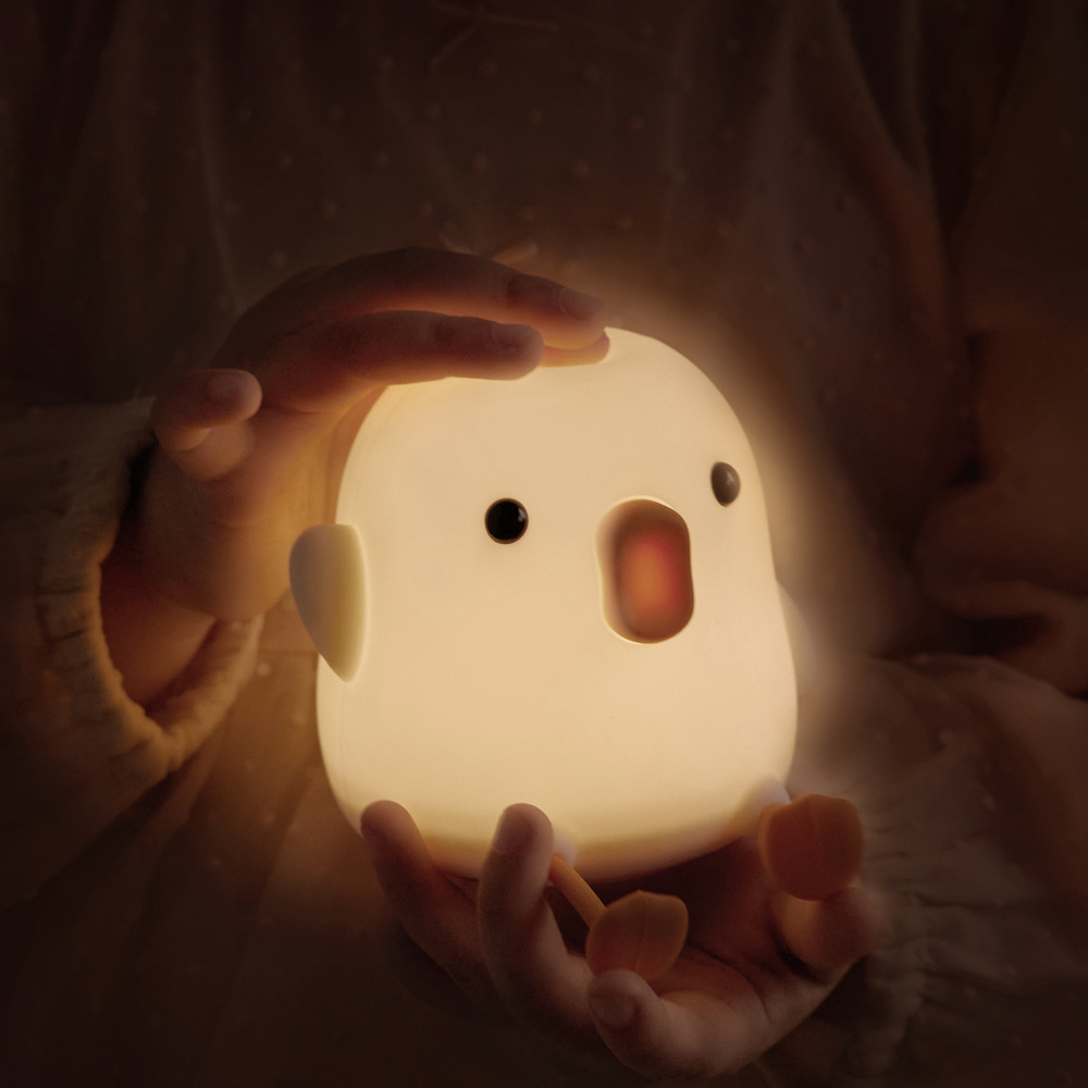 加油鴨硅膠燈 可愛兒童女生生日禮物臥室伴睡讀USB充電拍拍小夜燈