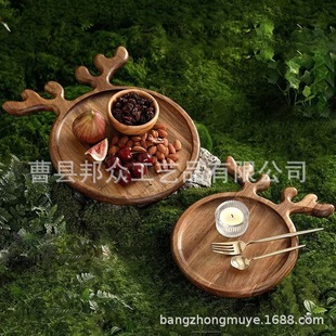 Fruit Cutting Board Christmas Tray Afternoon Tea Tray Elk Wooden Fruit Plate Snack Plate Wooden Wooden Tray