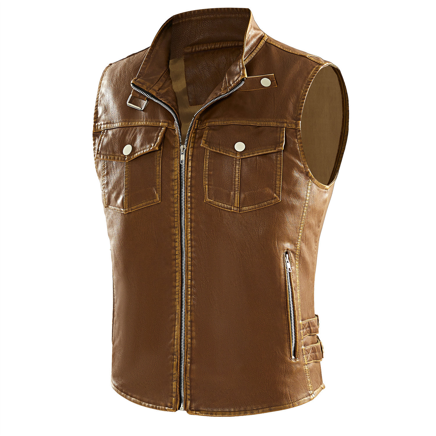 Niños del caos lavado chaleco vintage más tamaño punk Chaleco de cuero transfronterizo Comercio exterior chaleco ropa de trabajo TAMAÑO DE EE.