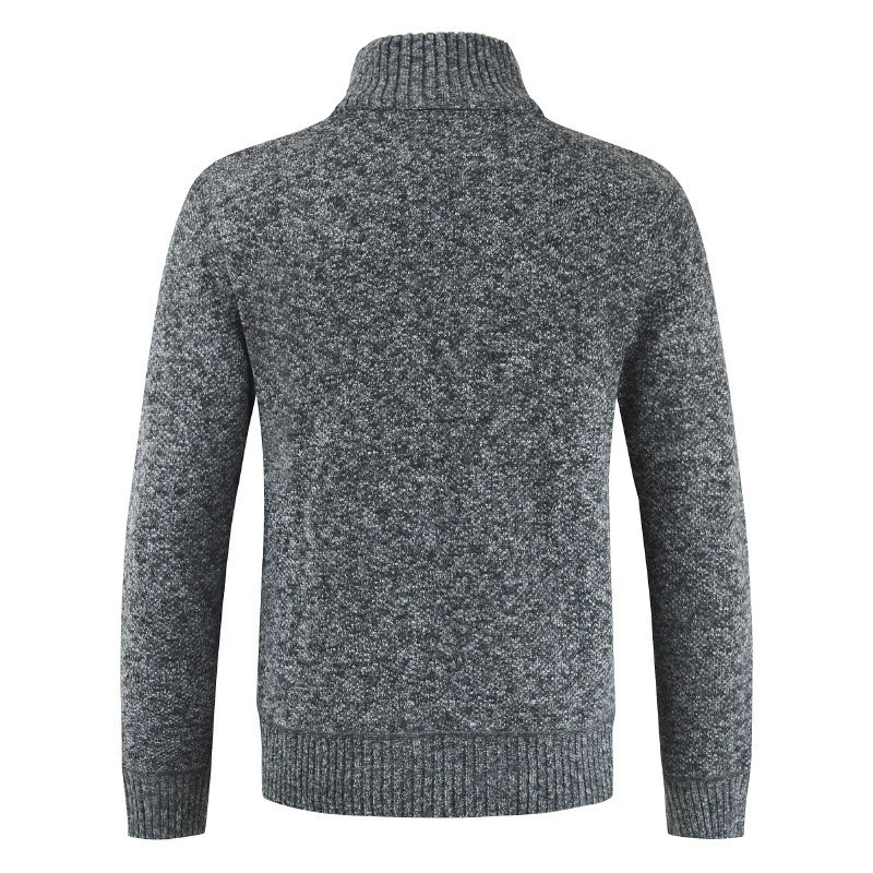 Men’s winter zip sweater coat, knit outer with lined interior, stand collar, M–XXXL
