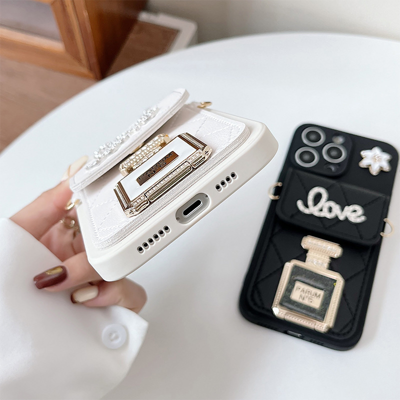 Cute, Luxurious Style Rhinestone Bag Letter Perfume Bottle Handmade Cute Luxurious Phone Cases Phone Accessories
