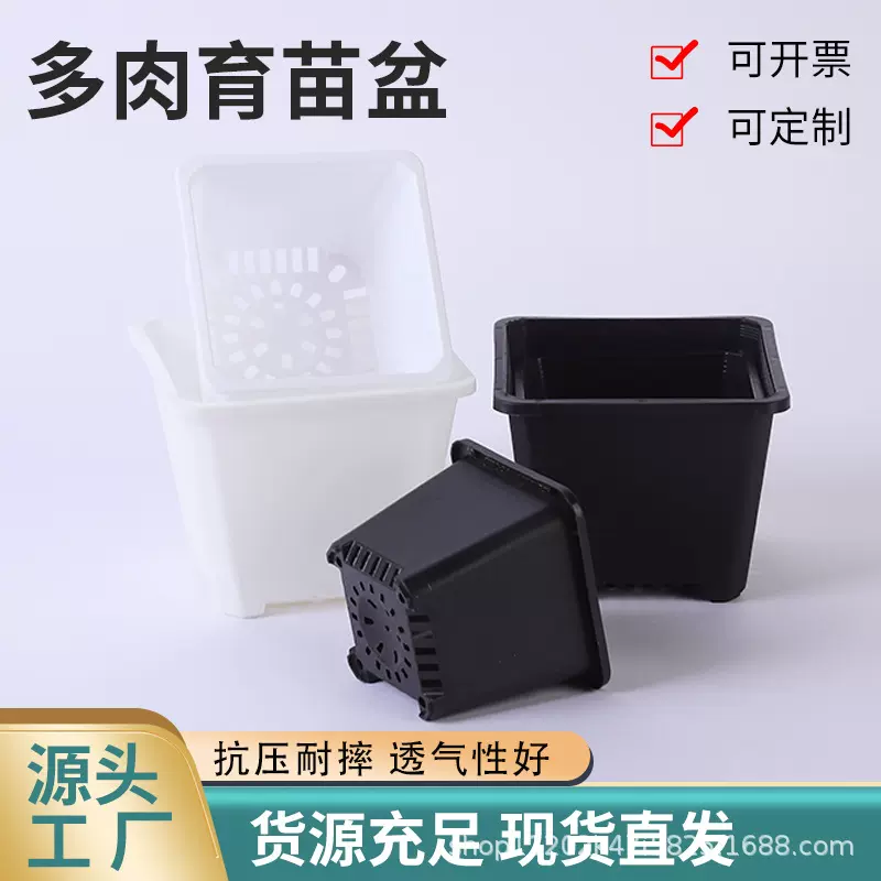 多肉花盆加厚基地盆景天盆塑料黑方花盆厂家批发透气方盆育苗盆栽