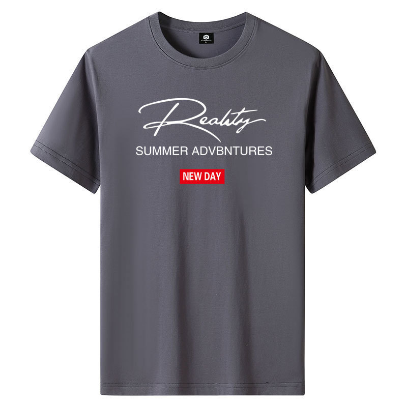 Wholesale 180g short sleeve T-shirt men's trend New loose half sleeve top printed T-shirt Big R