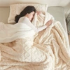 White [thick winter double-layered lambswool quilt]