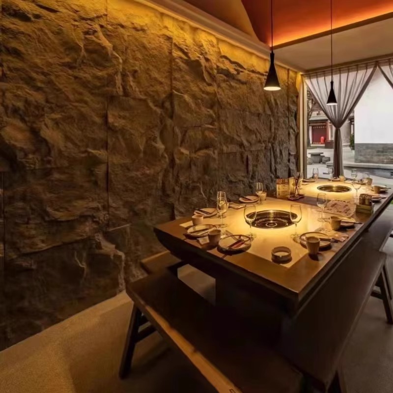 PU montaña roca roca roca pared de roca efecto tridimensional fuerte jardín hotel pared de fondo interior y exterior piedra cultural de piel de piedra ligera