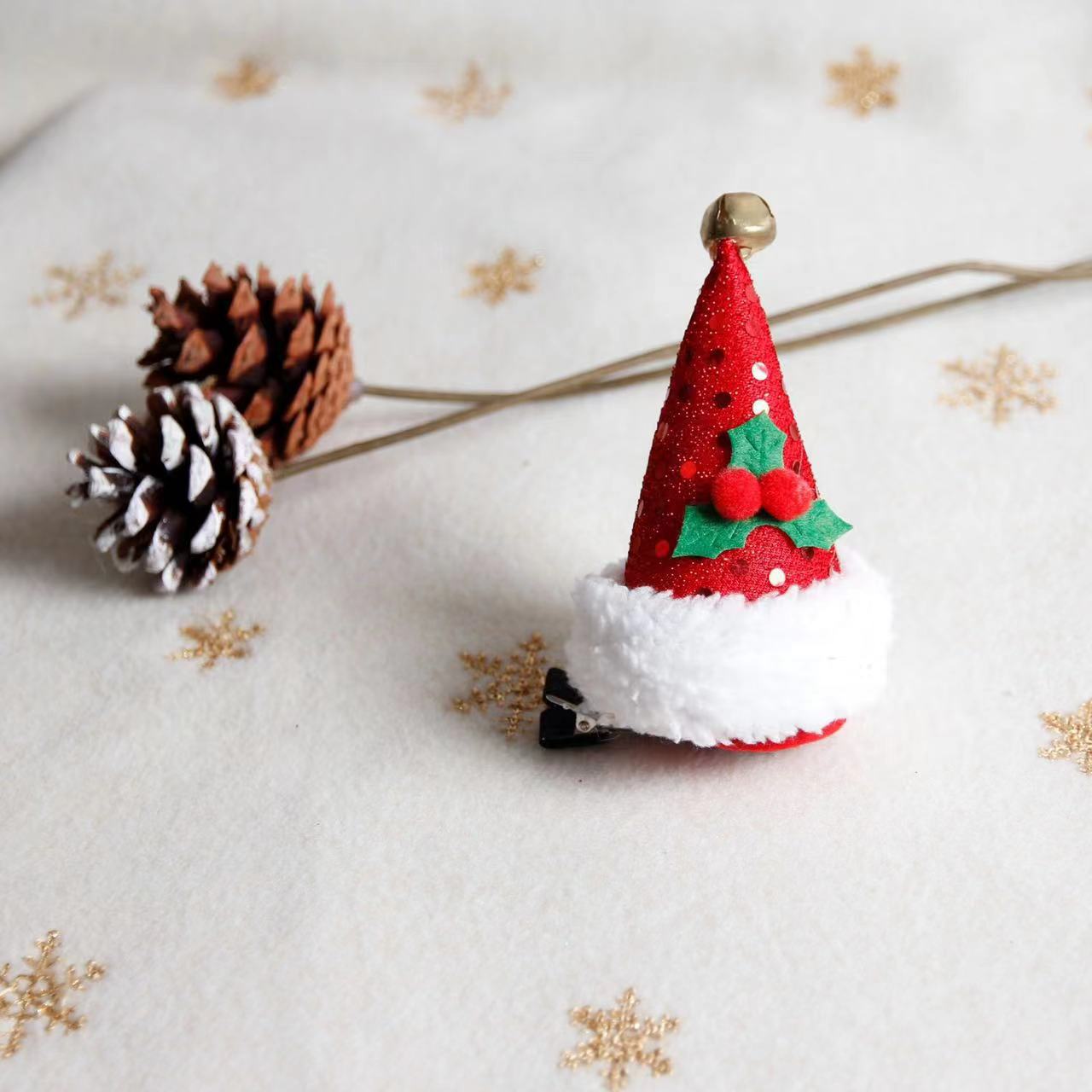 Navidad transfronteriza sombrero brocas de pelo hojas de peluche campana brocas de pelo fiesta decoración brocas de pelo Navidad creativas brocas de pelo