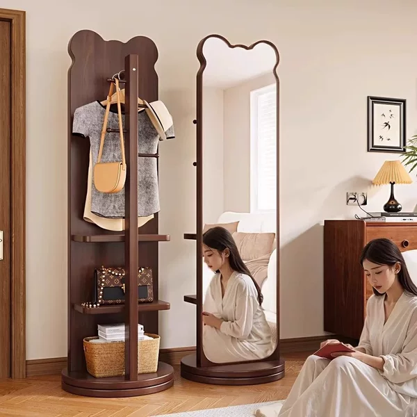 Luxury Full-Length Mirror with Coat Rack, Simple Floor Mirror for Home Use