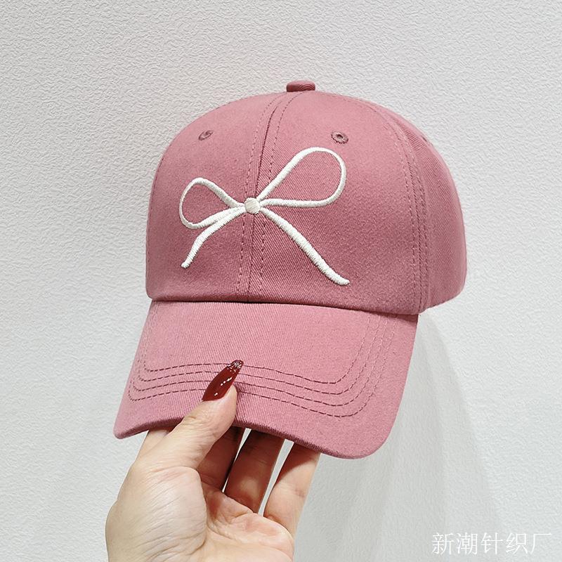 New Korean Ins Bow Sweet Soft Top Hat Women's Spring and Summer Embroidered Baseball Cap Sun Protection Peaked Cap Trendy