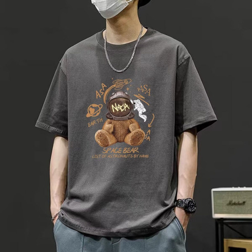 American retro trend high street port style five-cent short-sleeved T-shirt men's 2025 summer ins fashion brand loose all-matching half-sleeves