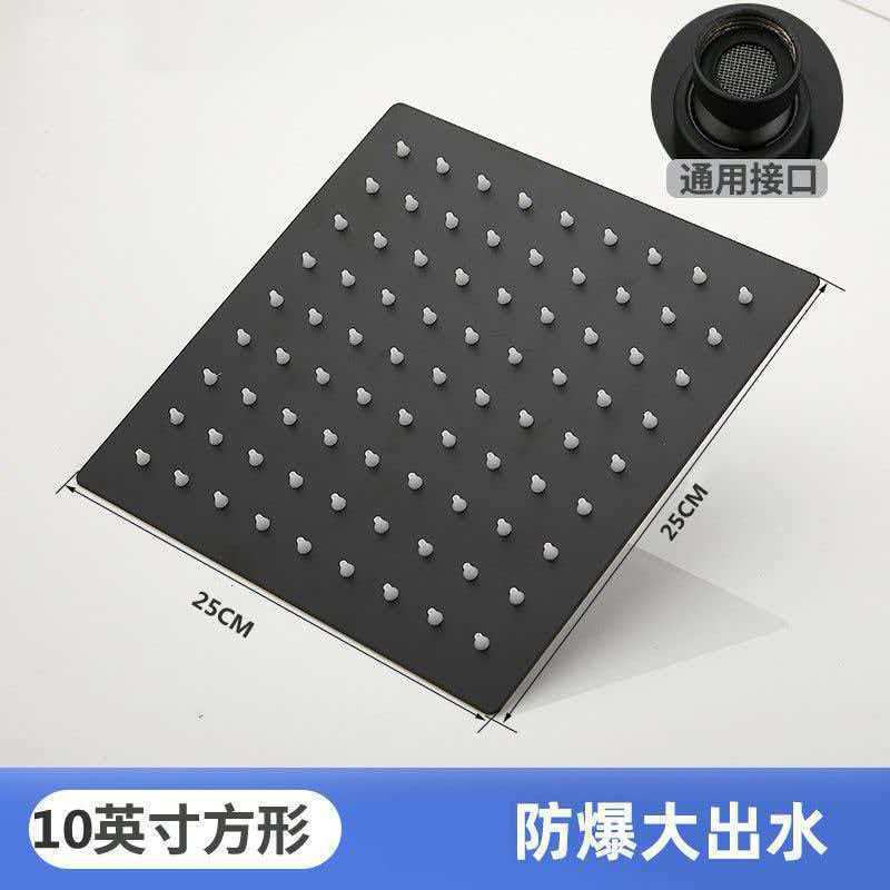 10-inch Black Square Stainless Steel Top Spray