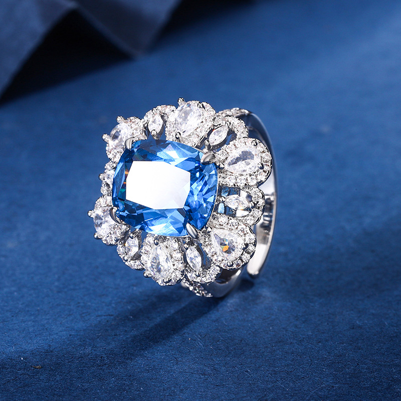 2024 nueva joyería Zhuang Shengsheng fondo de cobre chapado en oro simulación tesoro de color corindón traje de temperamento retro mujer 10*12