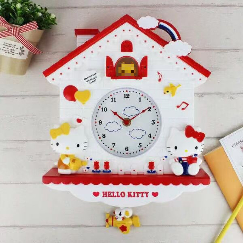 HelloKitty小火车玩具挂钟质量时钟创意玩具kt猫挂钟可爱客厅塑料|undefined