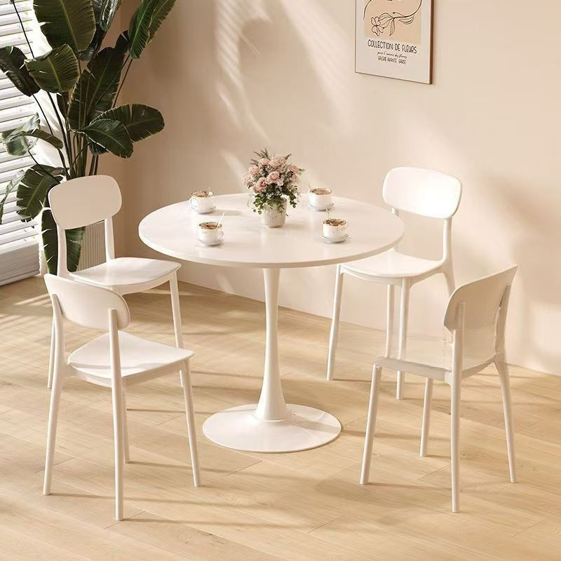 White Scandinavian Table Balcony Round Negotiation Milk Tea Coffee Shop Table and Chair Combination Dining Table Tulip Round Table Dining Table
