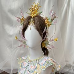 エキゾチックなスタイルの敦煌飛天スーパー妖精の髪の鳳凰の冠古代スタイルの髪の冠額飾りヘアアクセサリーヘアピンフルセット漢服頭飾り