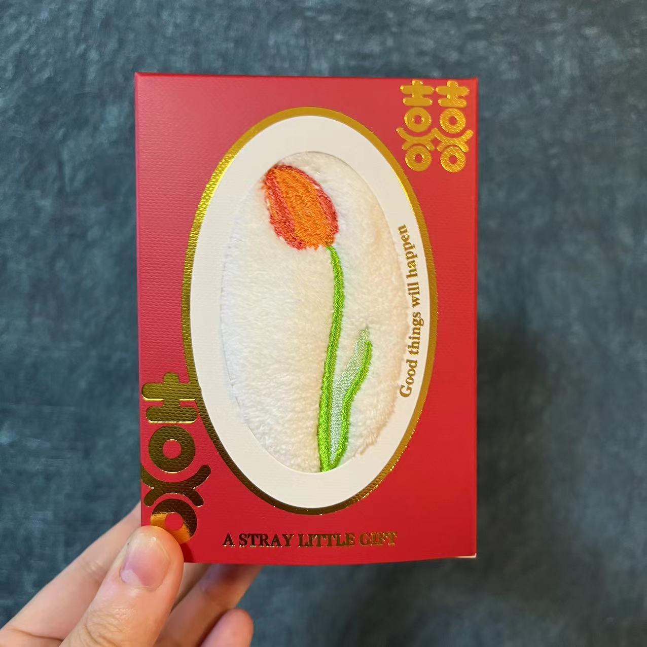 30*30 흰색 튤립 사각 스카프 + 빨간색 웨딩 박스