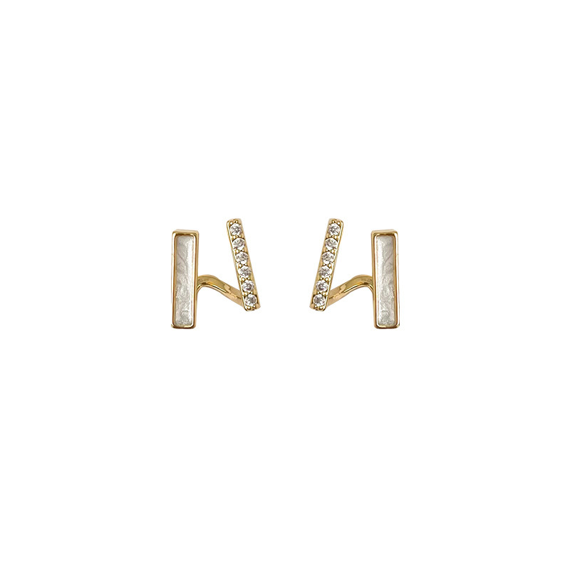 Pendientes de botón con circonita y perla para mujer_voghion.com
