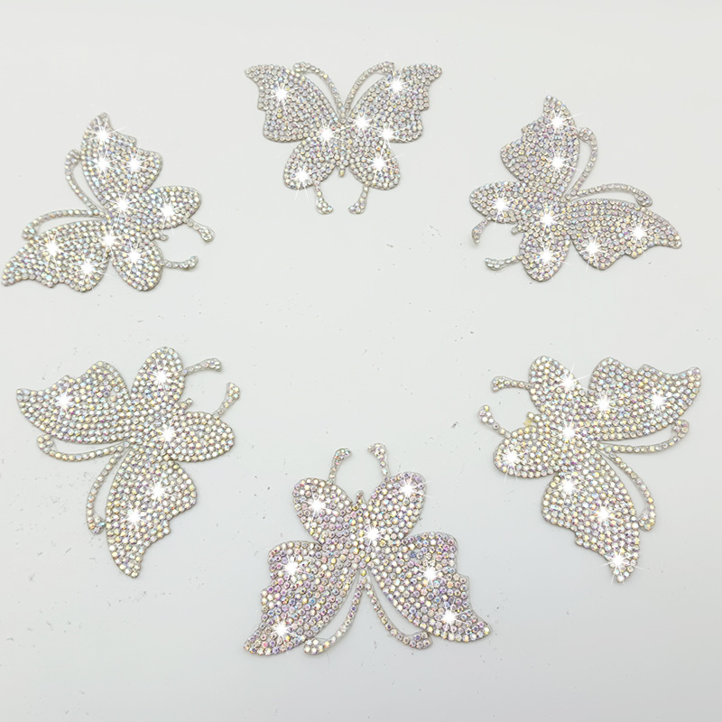 Venta caliente mariposa patrón de diamantes de imitación pegatinas accesorios de ropa joyas de diamantes calientes accesorios de bricolaje pegatinas de diamantes pegatinas de diamantes autoadhesivas