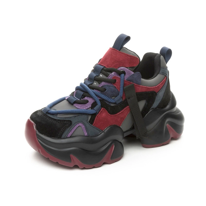 Fleece-lined Winter Platform Sneakers, Genuine Leather, Chunky Sport Style