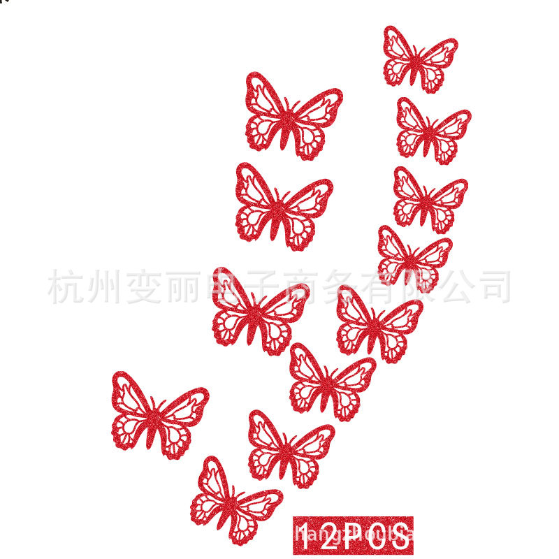 Mariposa brillo 3D pegatinas de pared sala de estar dormitorio autoadhesivo refrigerador decoración creativa pared de la habitación de los niños