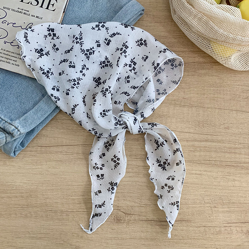 Bufanda de seda nuevo estilo protector para el cuello bufanda para el cuello pequeño y fresco pañuelo floral a cuadros cinturón para el cabello para atar el cabello bufanda triangular multiusos para atar la cintura