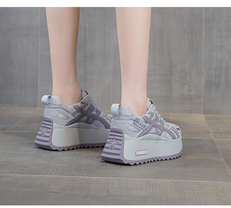 Giày sneaker nữ đế dày phong cách retro dành cho người dáng nhỏ, giày dad hot trend thu 2026, tăng chiều cao — M2933-1 màu xám đính kim cương, M2933 màu đen, M2933 màu nâu, M2933-1 màu đen đính kim cương chi tiết 32