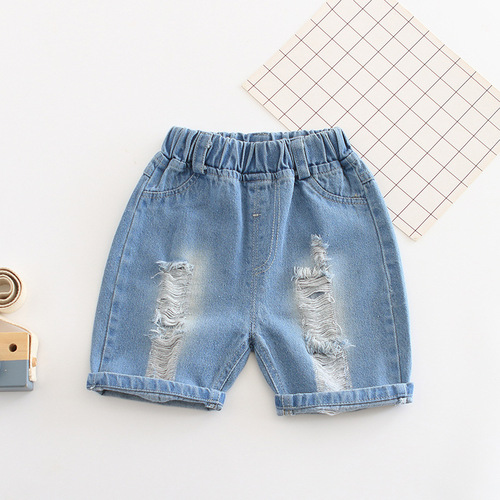 Boys 'jeans, shorts, middle pants, printed cartoon children's wear, baby's quarter pants, summer children's short pants, trendy