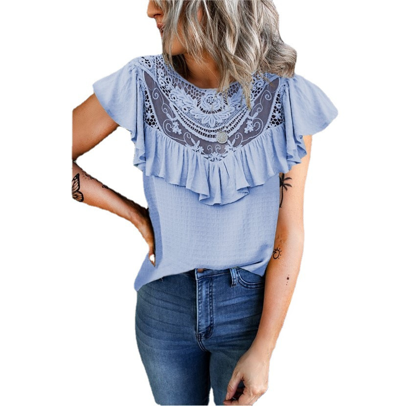 summer lace vest with a round collar