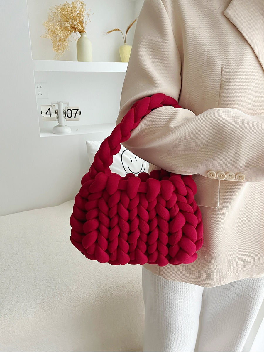 Amazon transfronterizo ultra grueso islandés lana diy bolsos tejidos a mano bolsos de mano coreanos retro versátiles productos terminados