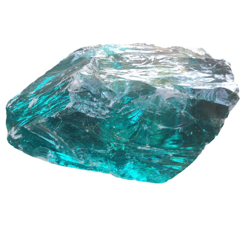 厂家供应玻璃石彩色浅蓝色玻璃块 别墅装饰不规则玻璃造景石