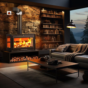Real Fire Wood Fireplace Single-sided Double-sided Three-sided Fire-viewing Heating Fireplace Winter Rural Indoor Villa Decoration Household