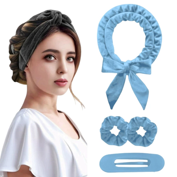Light blue curling iron 4-piece set OPP bag clip style