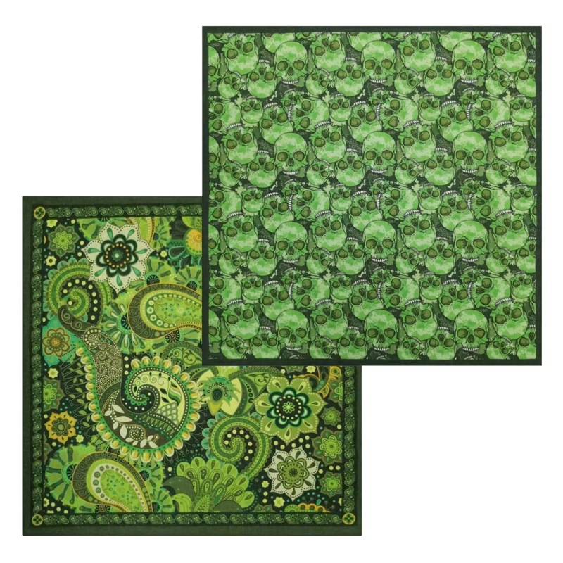 Cotton Digital Print Olive Green Skull Scarf Riding Sports Hip-Hop Hip-Hop Halloween Dress-Up Square Scarf