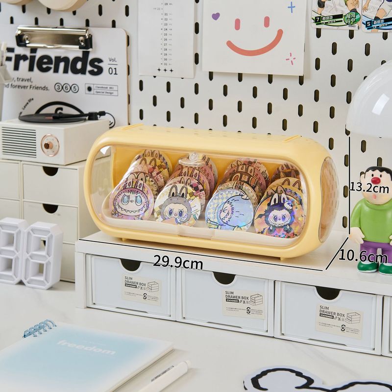 デスクトップ透明バーオーガナイザー、周辺バッジディスプレイボックス、厚みのある大容量プラスチック防塵整理ボックス|undefined