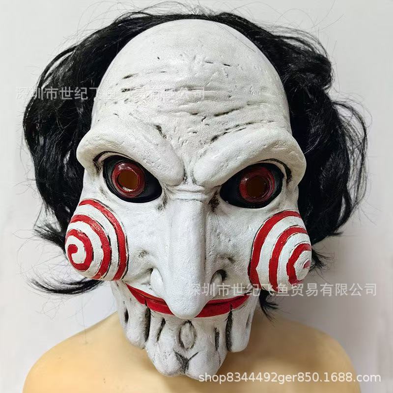 Billy Máscara Casco Horror con peluca Juegos de rol de Halloween Disfraces Accesorios Anime Chainsaw Máscara de hombre