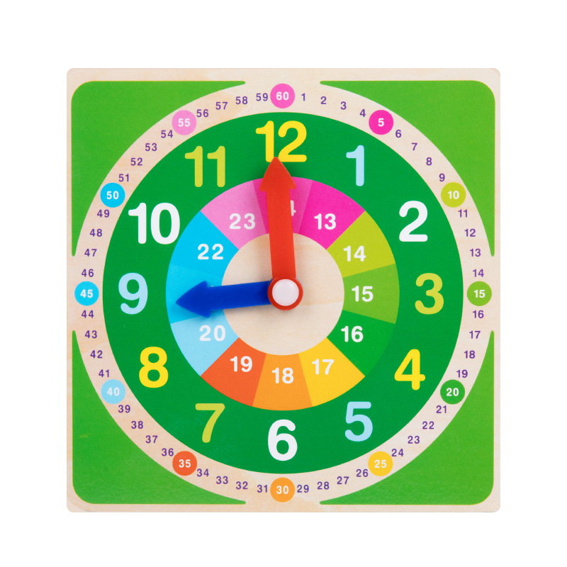 Reloj digital de madera para niños, ayudas didácticas, formas geométricas, bloques de construcción, cognición, educación temprana para bebés, juguetes de iluminación intelectual
