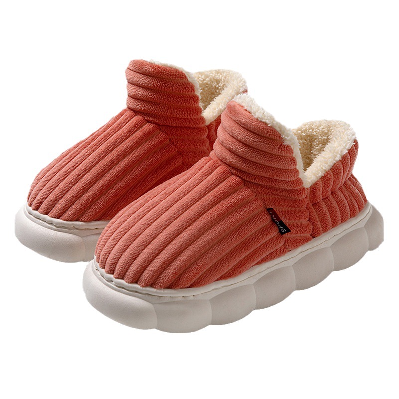 Zapatillas de algodón de otoño e invierno bolso de mujer talón engrosado suave Fondo interior hogar cálido confinamiento zapatos todo incluido felpa hombres al por mayor