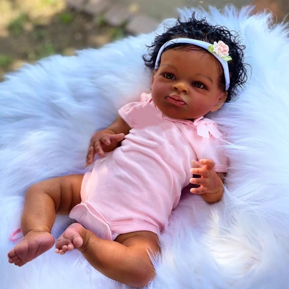 50cm simulación muñeca negro piel rosa mameluco muñeca Lanny transfronteriza Venta caliente suministro de una sola pieza de entrega