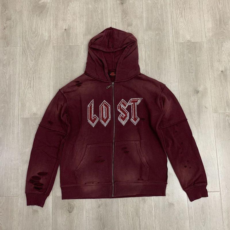 新晋潮牌Lost intricacy洗水做旧高品质卫裤长裤烫钻开衫卫衣套装|undefined