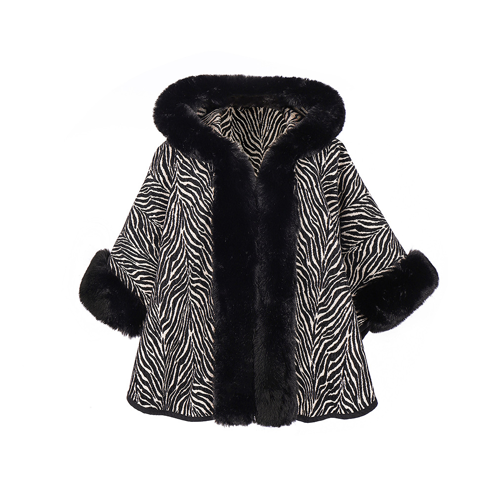 Pattern Hooded Shawl Cape All-match Western Style