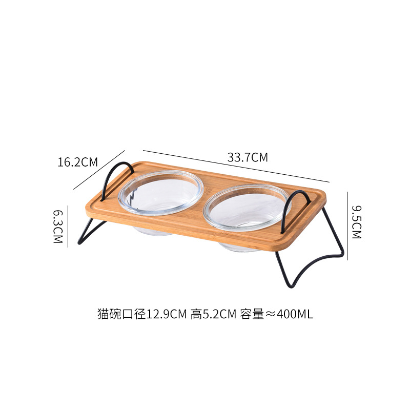 두 배 그릇 유리 나무 프레임