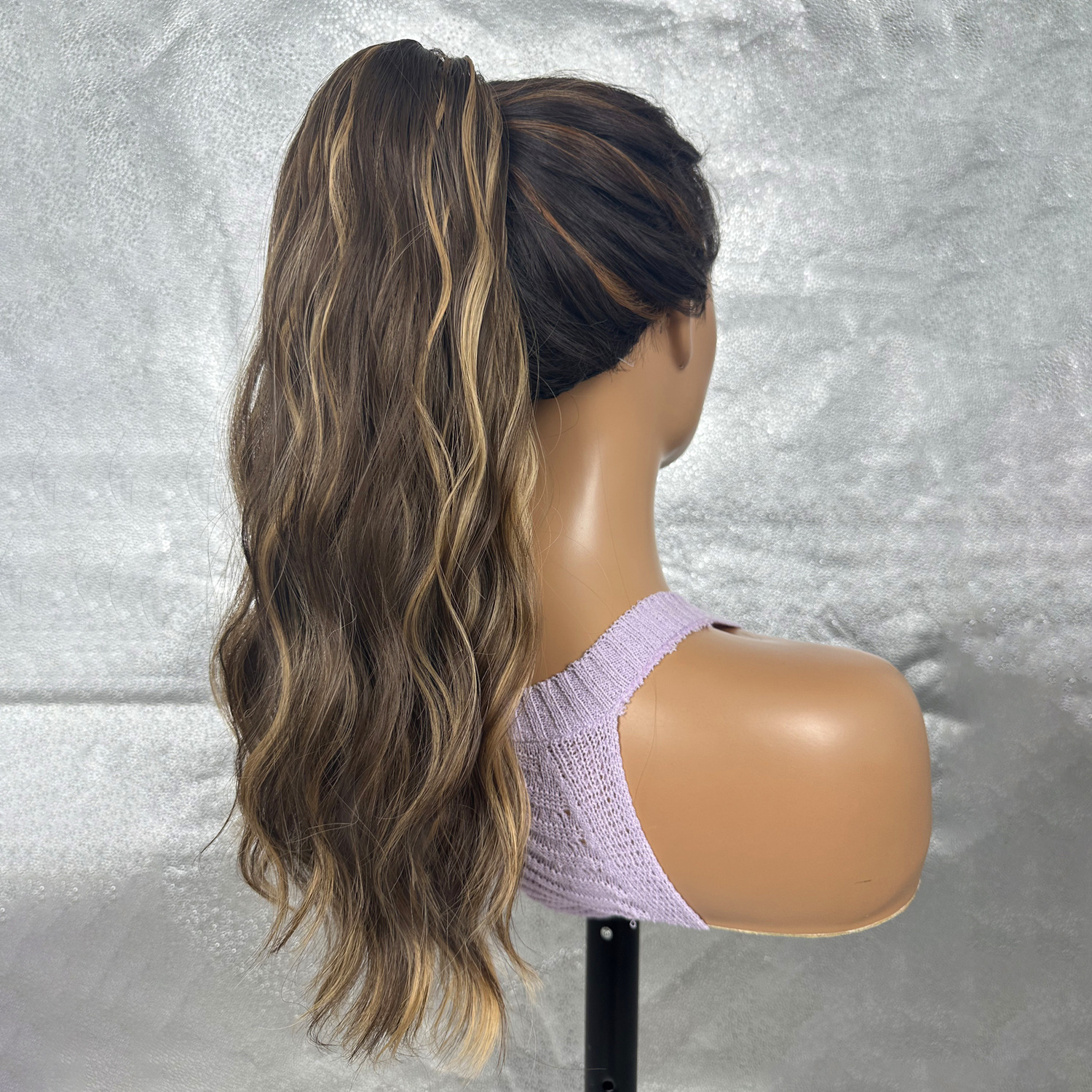Transfronterizo europeo y americano 18 pulgadas ondulado cabello de cola de caballo natural realista agarrar clip cabello de cola de caballo flojo trenza